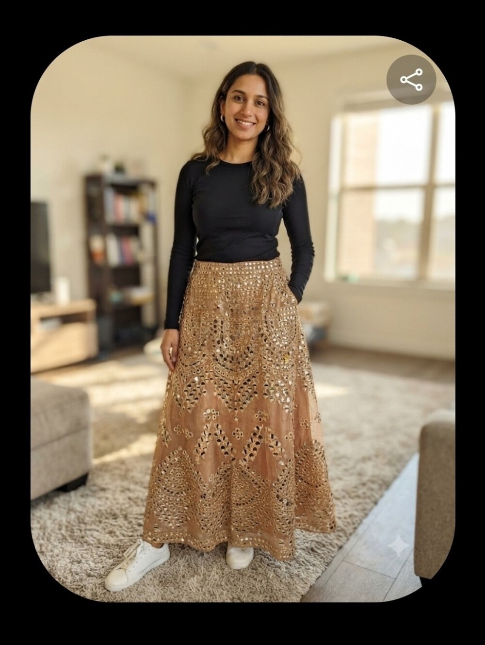 Embellished Burnt Orange Maxi Skirt - Women